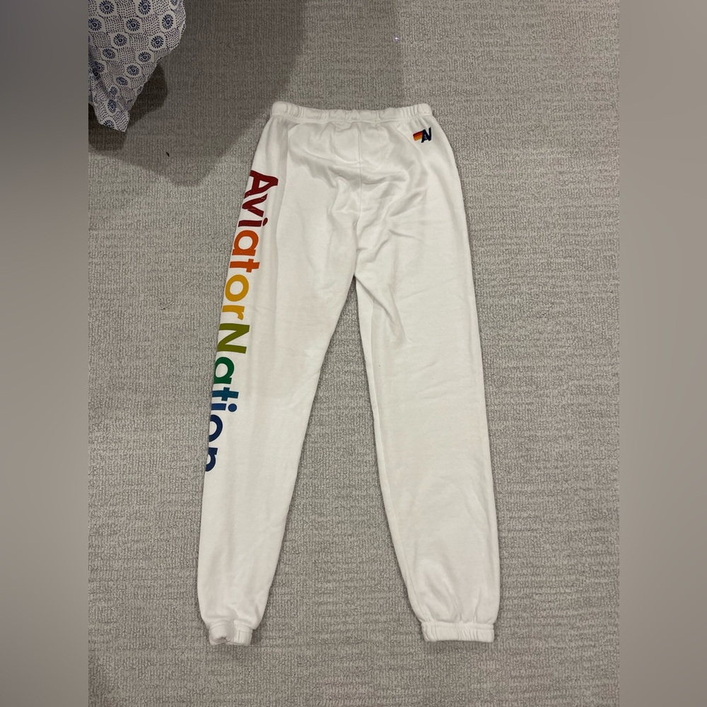 White Aviator nation sweatpants